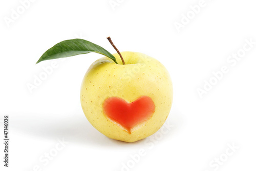 Apple, which cut image of the heart on a white background.