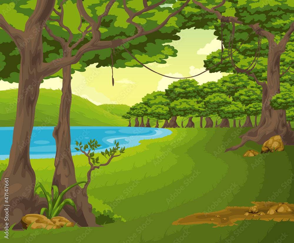 Naklejka premium Piękny krajobraz tło wektor