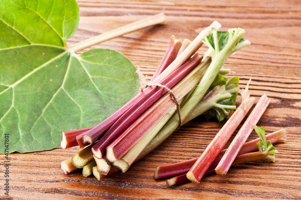 Rhubarb stalks.