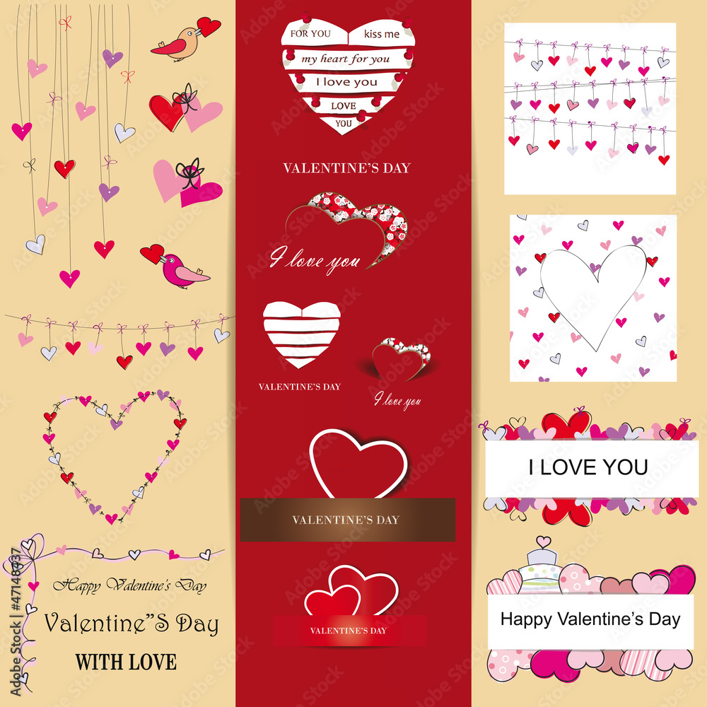 Naklejka premium Set of Valentine's day