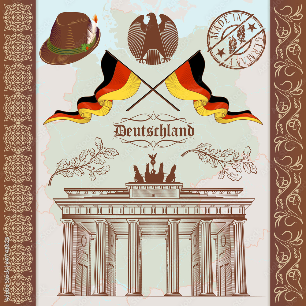 Fototapeta premium German Symbols Vintage Set