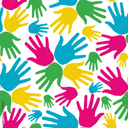 Social diversity hands seamless pattern