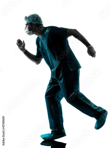 doctor surgeon man running urgency silhouette