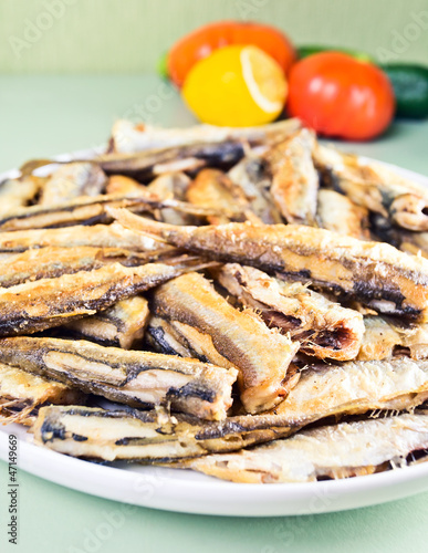 The fresh roasted anchovies