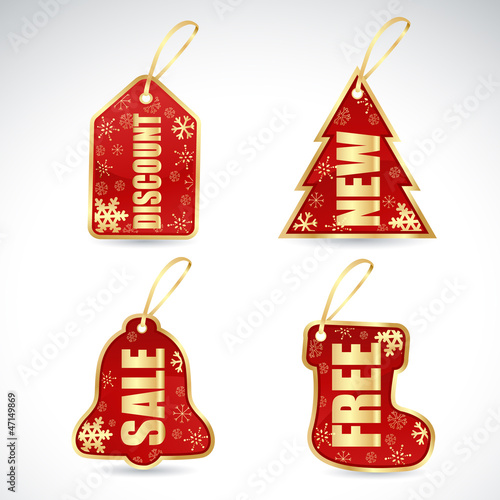 Christmas sale stickers and tags with discounts