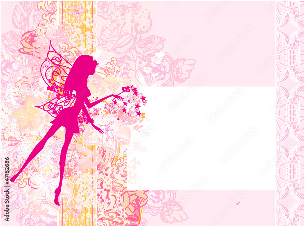 floral background with a beautiful fairy floral background with a beautiful fairy