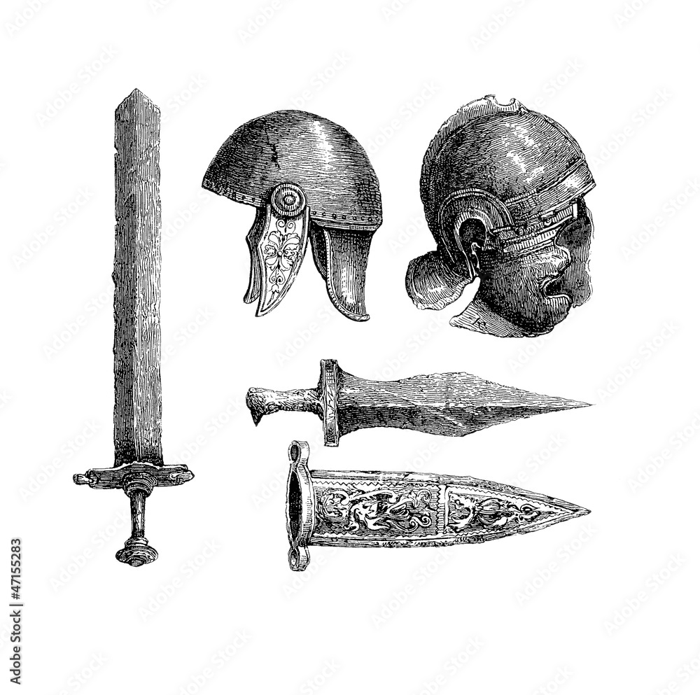 Naklejka premium Ancient Rome : Weapons & Helms - Antiquity