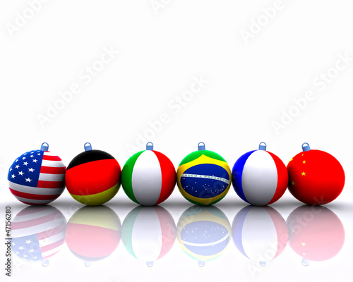 Christmas balls with flag - 3D