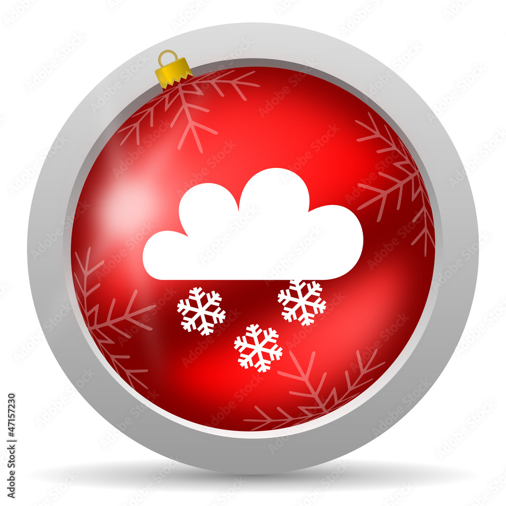weather red glossy christmas icon on white background weather red glossy christmas icon on white background