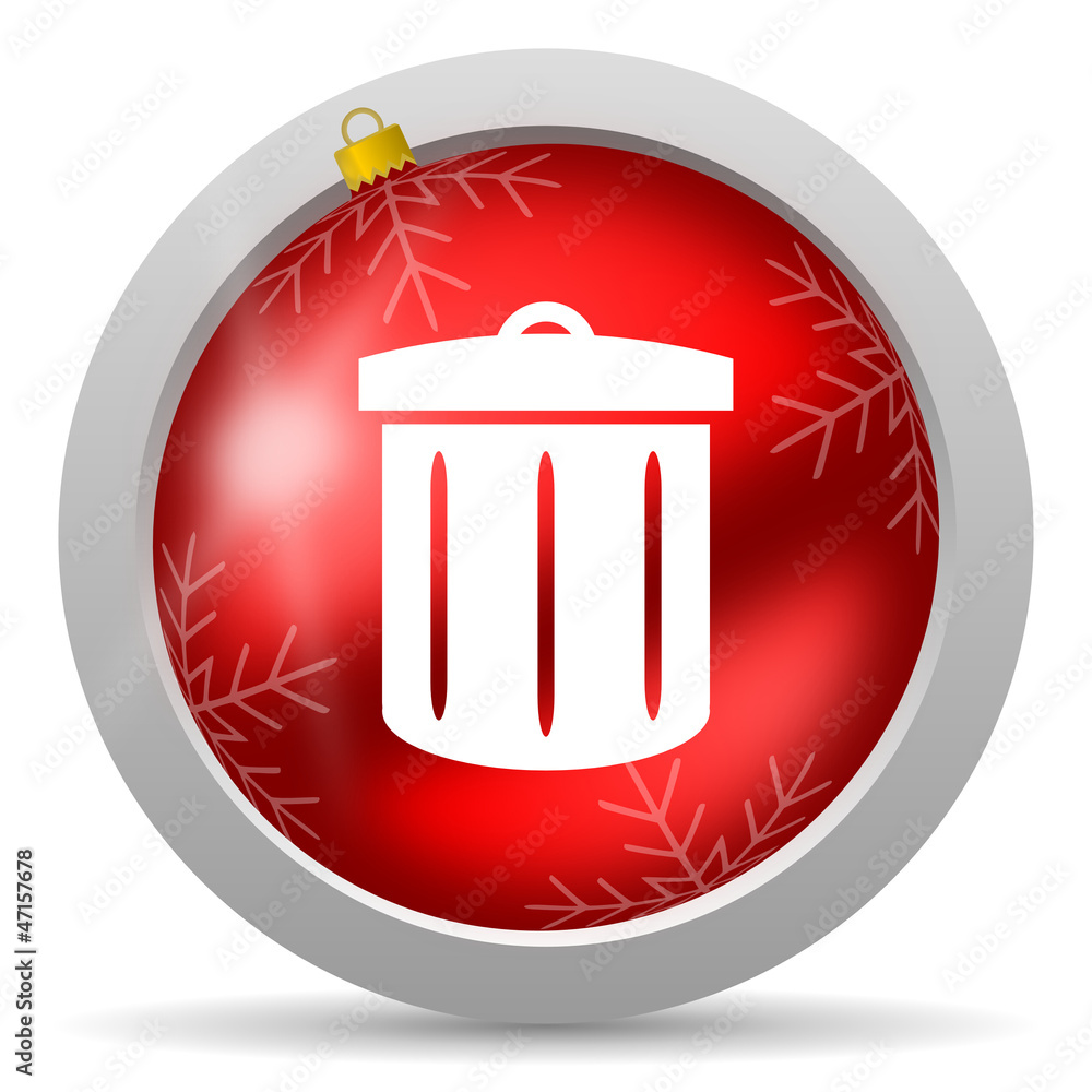 recycle red glossy christmas icon on white background recycle red glossy christmas icon on white background