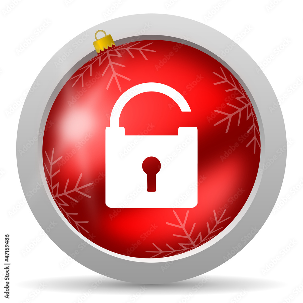 padlock red glossy christmas icon on white background padlock red glossy christmas icon on white background