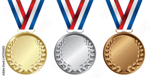 Three medals, Gold, Silver and bronze for the winners