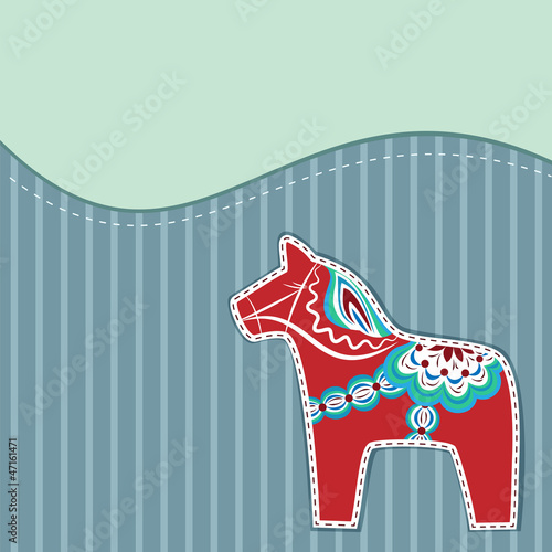Card with swedish wooden horse