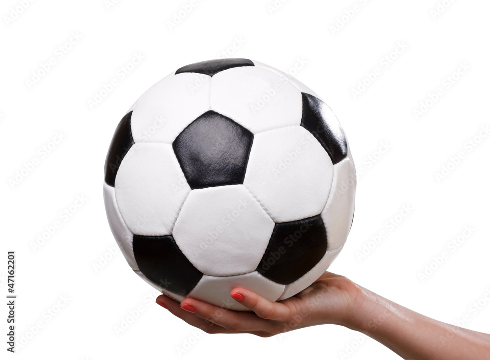 classic football ball in hand