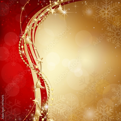 Christmas Background with Snowflakes and Ornaments