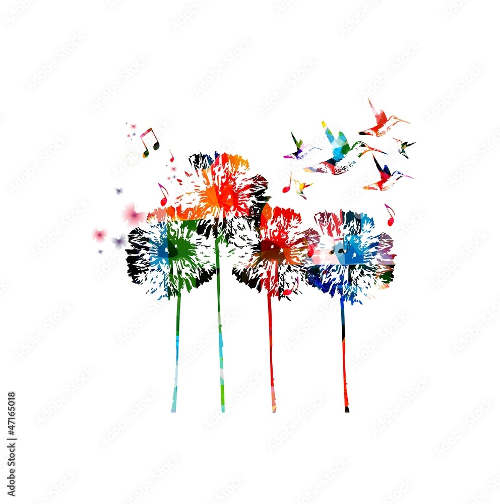 Abstract colorful dandelion background