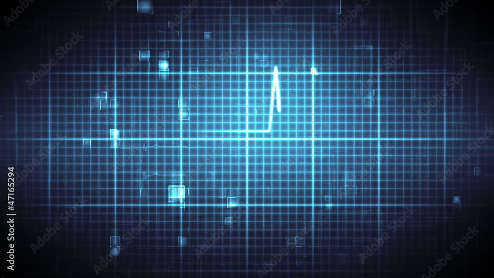 Blue ECG on moving digital background Blue ECG on moving digital background