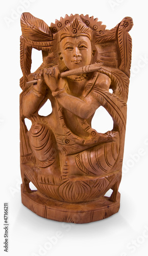 Hindu god Krishna playing the flute
