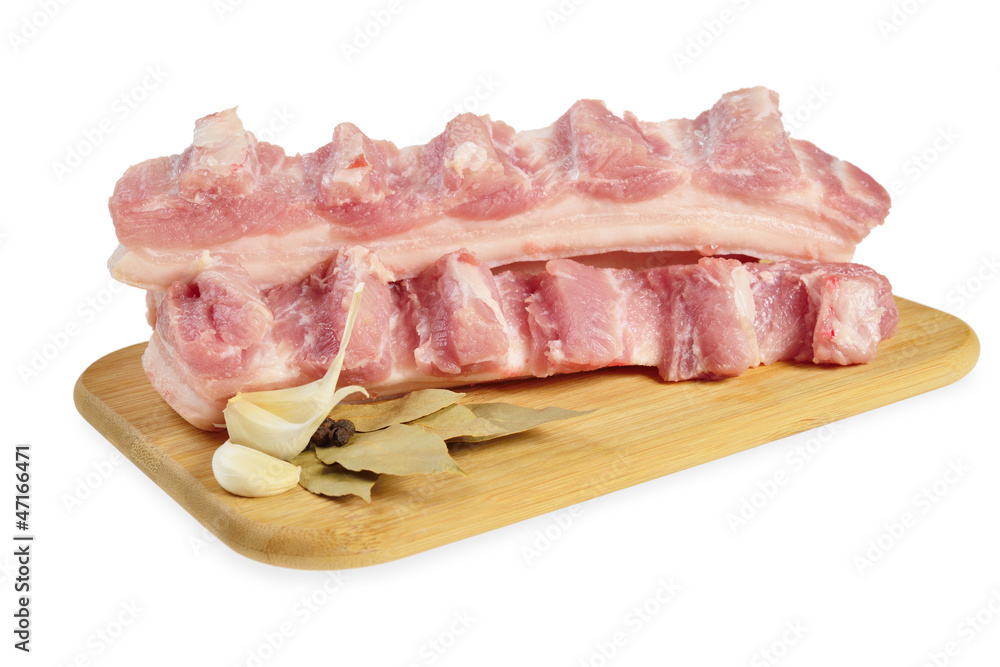 Raw bacon with ribs