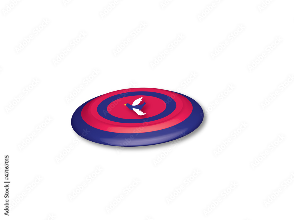 red and blue 3D frisbee with bird icon, vector with effect, red and blue 3D frisbee with bird icon, vector with effect,