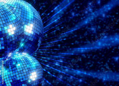 Colorful funky background with mirror disco balls