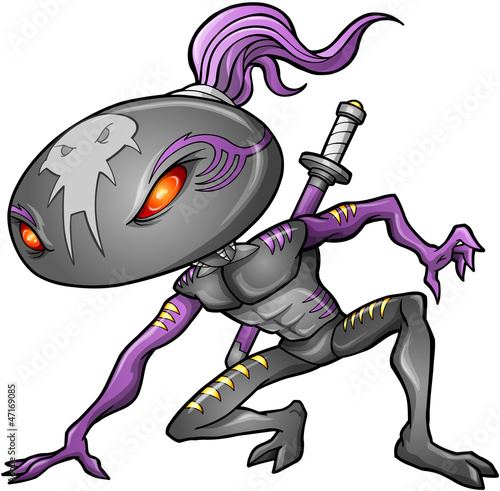 Cyborg Alien Ninja Warrior Robot Vector