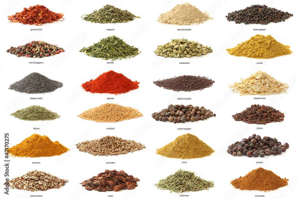 Different Spices Isolated On White Background Large Image Stock Photo 