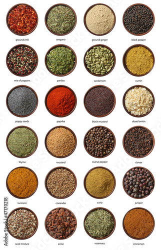 Different spices isolated on white background. Large Image