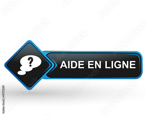 aide en ligne sur bouton web carré design bleu