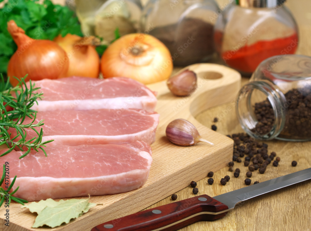 Pork on a cutting board Pork on a cutting board