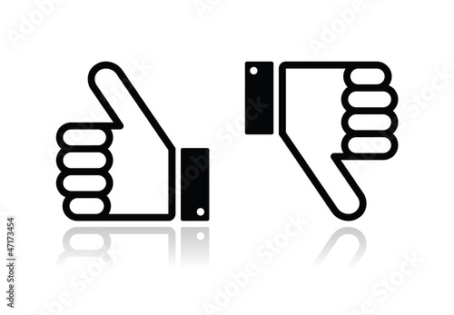 Thumb up and down black icon - social media