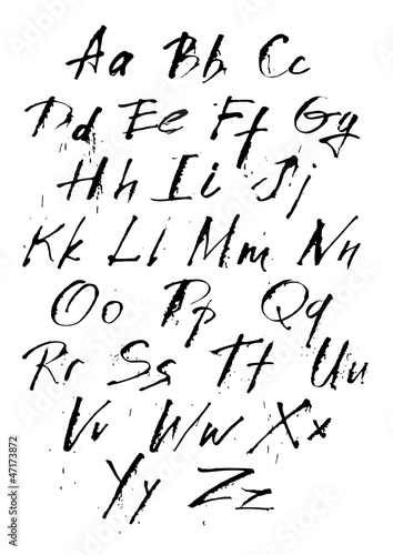 Ink hand-written alphabet