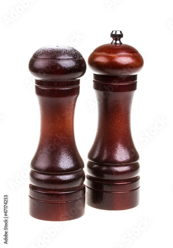 Salt and pepper shakers isolated on the white background
