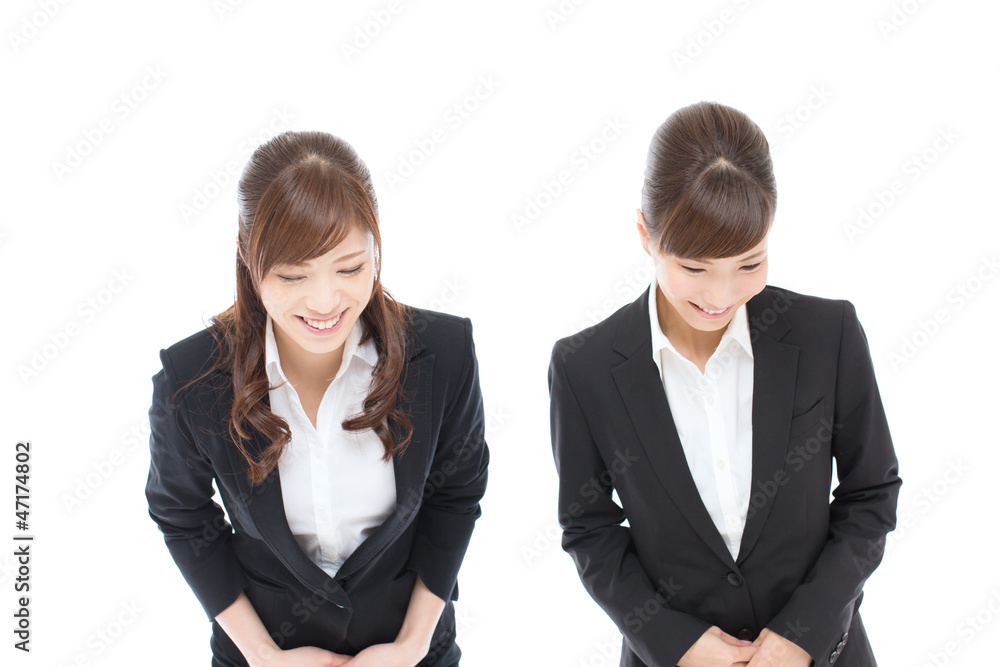 Beautiful asian businesswomen on white background