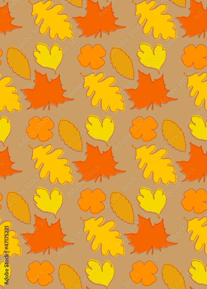Warm autumn leafs seamless pattern