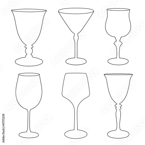 Set of glasses for wine. Vector illustration