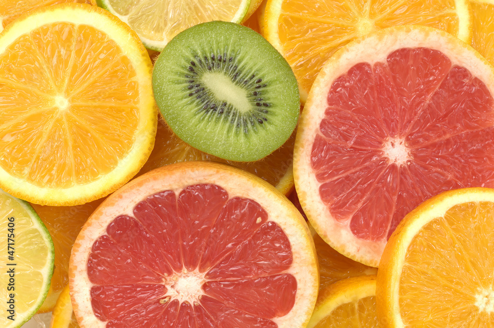 Close up sliced citrus collection Close up sliced citrus collection