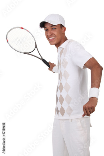 Tennis player practicing forehand shot © auremar