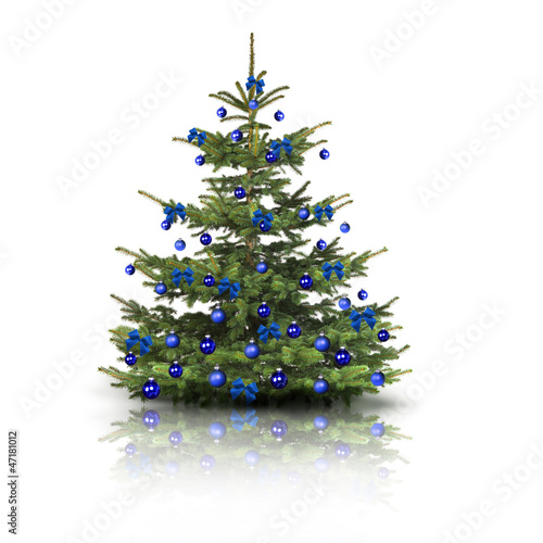 Weihnachtsbaum mit Blauen Kugeln