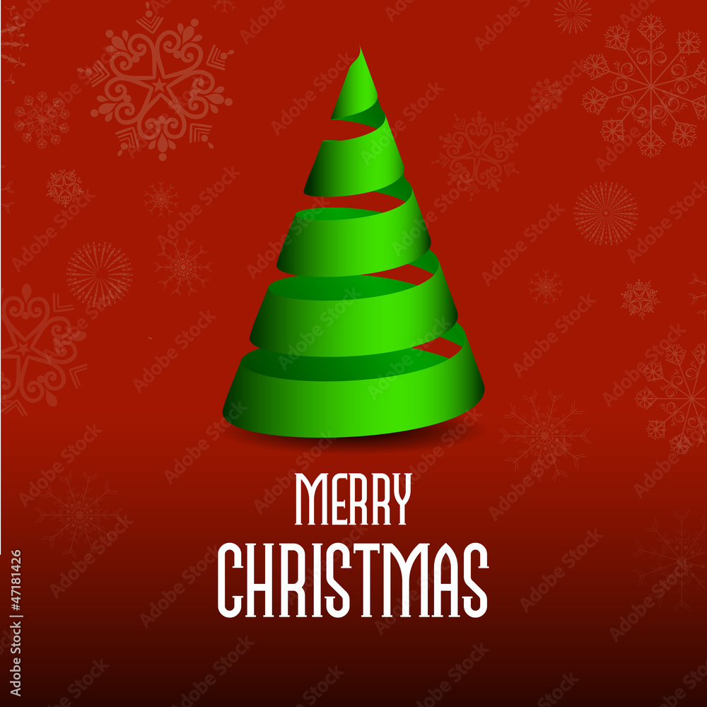 Stylized Xmas tree on red background for Merry Christmas celebra Stylized Xmas tree on red background for Merry Christmas celebra