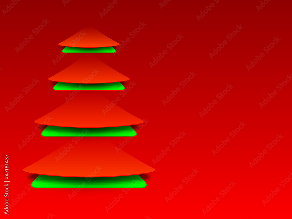 Stylized Xmas tree on red background for Merry Christmas celebra Stylized Xmas tree on red background for Merry Christmas celebra