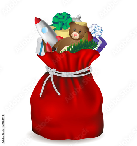 Christmas bag Santa Claus isolated, vector image