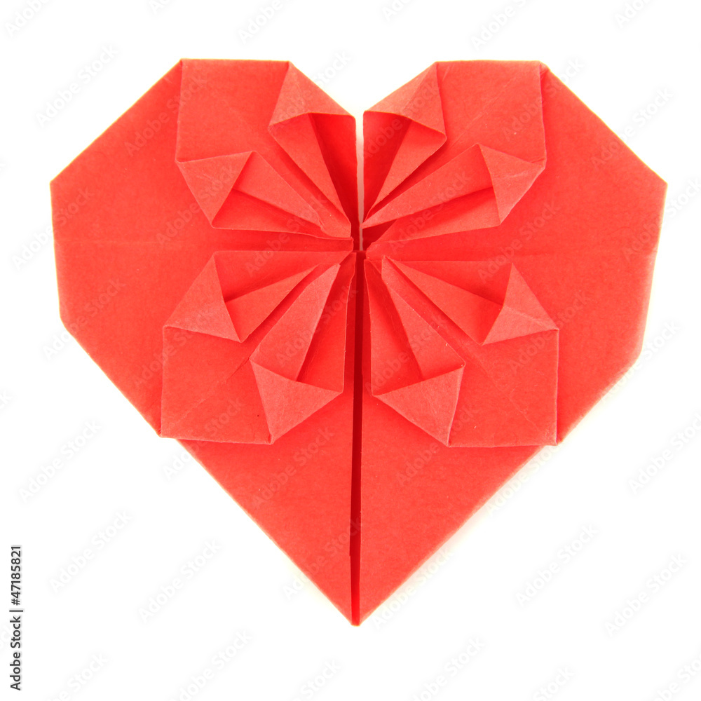 Origami paper heart isolated on white. Origami paper heart isolated on white.