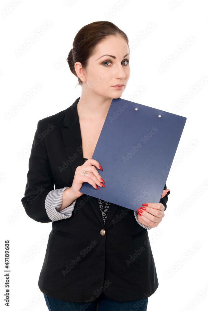 Portrait of the business woman with folder