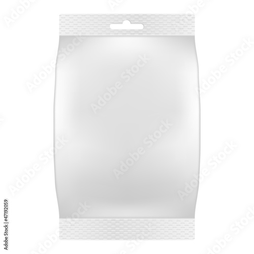 Blank white bag packaging for wipes, tissues or food. Vector