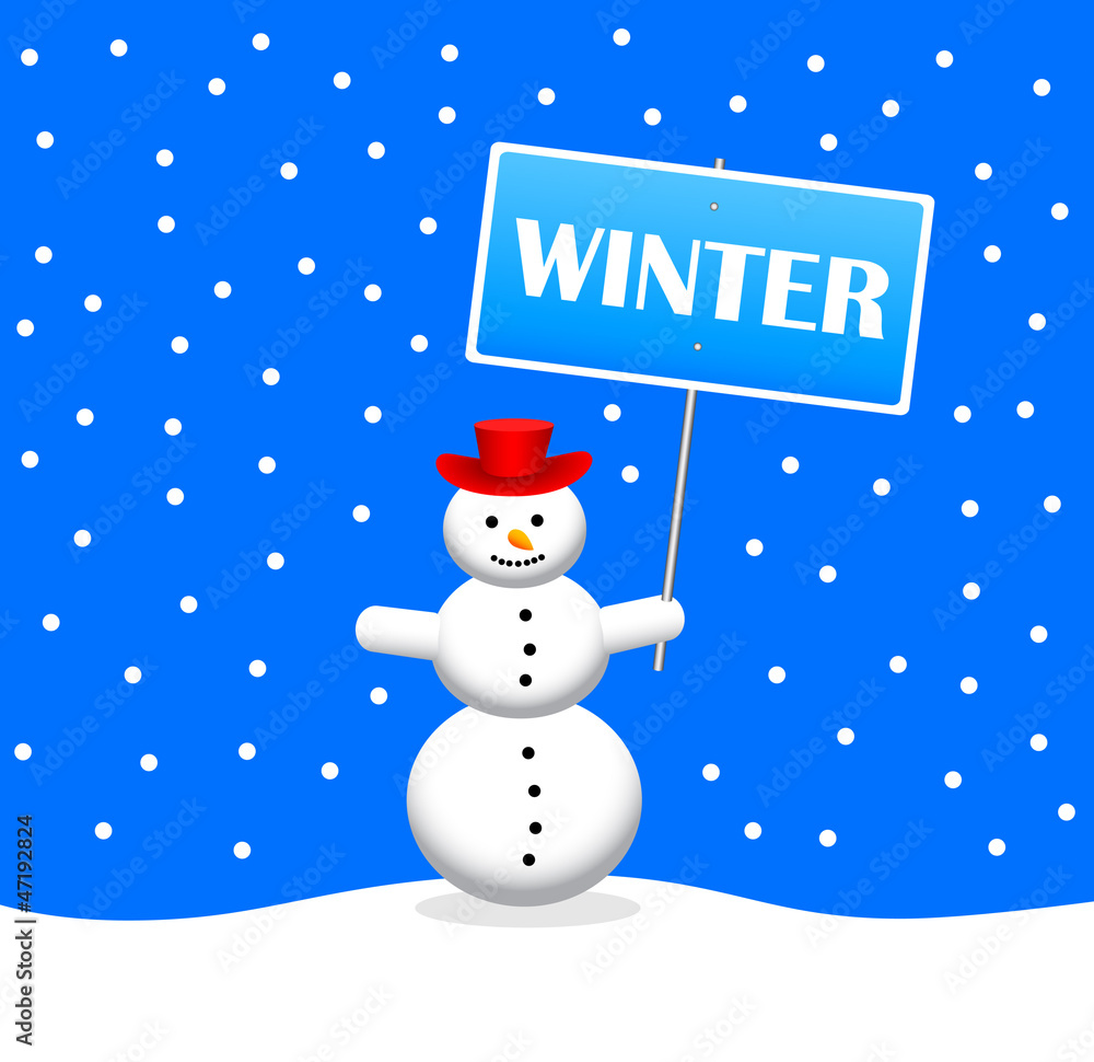 Snowman with slogan banner Snowman with slogan banner
