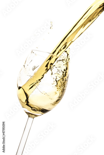 white wine pouring splash, isolated