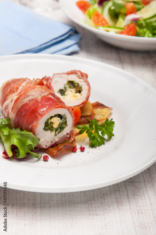 chicken breast in parma ham stufed with gorgonzola