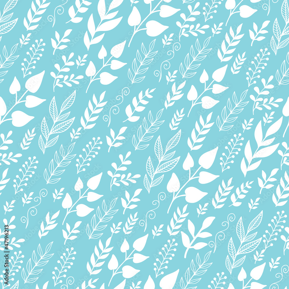 Fototapeta premium VectorLeaves Silhouettes moving In the Wind Seamless Pattern