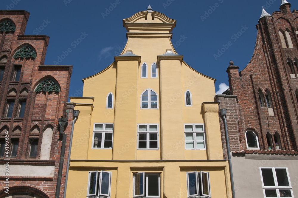 Häuserzeile, Stralsund, Mecklenburg-Vorpommern, Deutschland